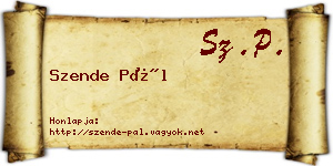 Szende Pál névjegykártya
